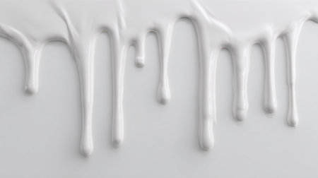 Glossy paint drips create a striking texture on a clean wall, showing artistic potential and a modern aesthetic in a minimalist space.の素材