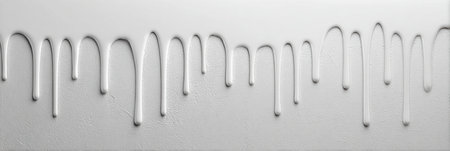 Realistic gloss texture drips down a pristine wall, emphasizing a smooth finish and artistic potential in interior design.の素材