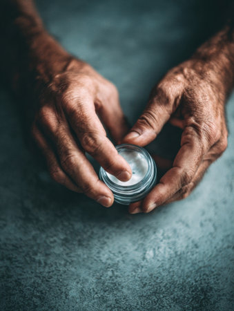Skilled hands delicately shape and mold a glass jar, reflecting the artistry and craftsmanship of the artisan in a serene workshop setting.の素材