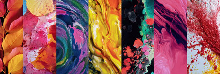 A vibrant display of abstract patterns featuring swirling colors, textures, and artistic expressions reminiscent of natures beauty and energy.の素材