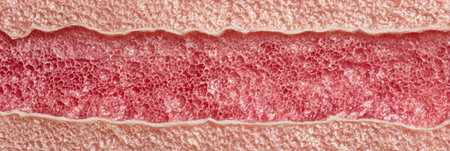 Detailed illustration of skin texture exhibiting a visible collagen boost effect, highlighting the intricacies of skin layers and their unique patternsの素材