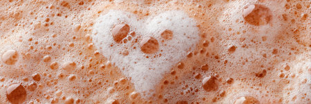 Bubbles of shampoo create a heart shape on the scalp, conveying love and care during a relaxed hair washing routine in a comforting settingの素材