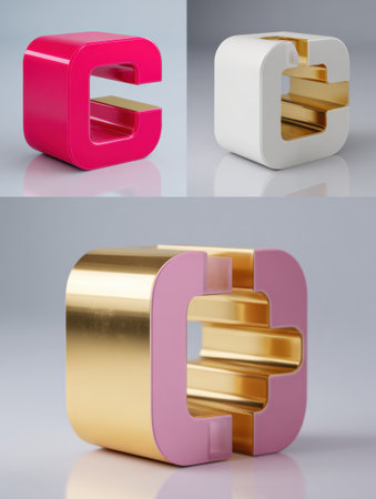 Three distinct geometric shapes in vibrant colors are arranged to showcase modern design elements, emphasizing creativity and aesthetic appeal.の素材