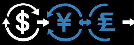 Representations of major currency symbols show the dynamic nature of global finance and their influence on international trade in the economic landscapeの素材