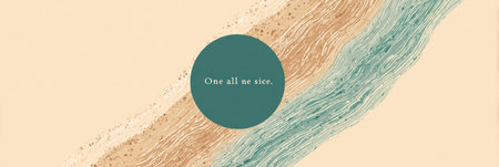 Artwork showcases a calm beach landscape with gentle waves and soft sandy hues, inviting viewers to relax and enjoy the peaceful atmosphere.の素材