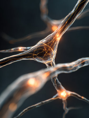 Dynamic display of neural pathways under overload, showcasing accelerated activity through blurred motion effects and vibrant light patterns.の素材