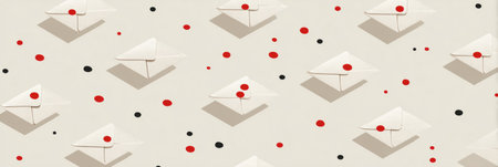 An email inbox is filled with numerous red dots symbolizing unread messages against a clean, minimalist background that maintains focus on the notifications.の素材