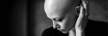 Discover practical tips for managing hair loss during chemotherapy, focusing on emotional support, comfort, and alternative hairstyles for affected individuals.の素材