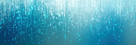 Abstract blue rain falls gracefully across a gentle gradient background, creating a tranquil atmosphere and soothing visual effect throughout the space.の素材