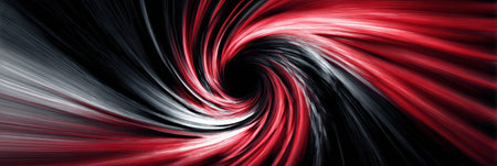 An abstract red and black vortex captures the concept of risk, showcasing a swirling design that draws attention to the center against a clean top margin.の素材