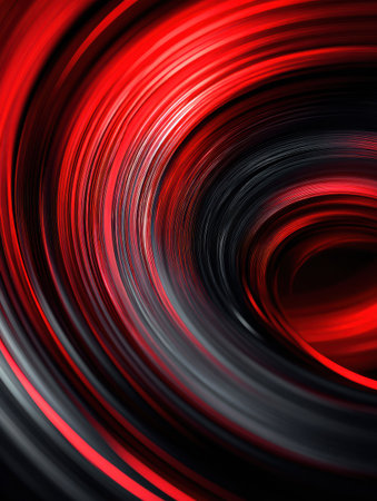 An abstract vortex design featuring vivid red and black swirls converging at the center, symbolizing risk in its captivating form and composition.の素材