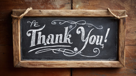 Chalkboard displays showcase heartfelt gratitude messages for diners in a cozy cafe setting, enhancing the dining experience and creating a warm atmosphere.の素材