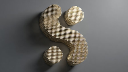 Unique display of numerous wooden matchsticks meticulously arranged to form a dollar sign against a simple gray backdrop, highlighting creative artistry.の素材
