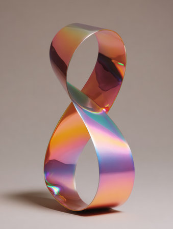 A beautifully crafted infinity loop sculpture with reflective colors, creating a stunning visual effect and showcasing artistic expression.の素材