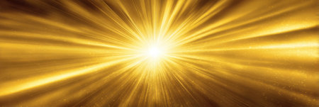 Bright golden light radiates outward, creating an enchanting effect that captures the essence of a vibrant cosmic moment during dusk.の素材