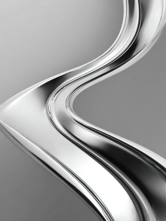 Sleek metallic curves twist elegantly, reflecting light in an abstract arrangement that emphasizes fluidity and modern design principles.の素材