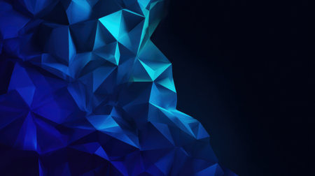 An abstract features composition a blend of vibrant blue and teal geometric shapes, creating a striking visual with depth, perfect for modern decor.の素材