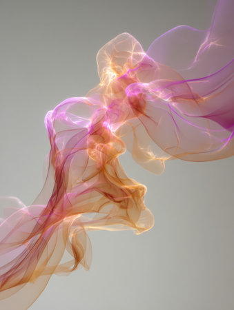 Colorful wisps of abstract shapes intertwine in a soft, flowing manner, creating an ethereal effect that captures the imagination and invites contemplation.の素材