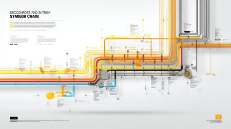 Detailed technical layout showcases a colorful diagram of the symbiote chain, illustrating interconnections clearly for educational purposes.の素材