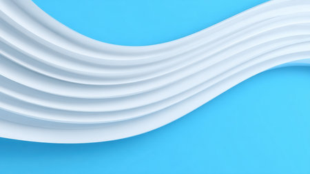 Smooth white curves flow gracefully over a vibrant blue background, showing a blend of simplicity and modernity in design, capturing a sense of movement.の素材