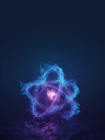 A captivating display of glowing particles forms a unique shape against a dark backdrop, creating an otherworldly visual effect full of movement and color.の素材