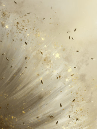 Soft colors and intricate textures combine to evoke a sense of calm, as particles drift and create an ethereal atmosphere reminiscent of natural elements.の素材