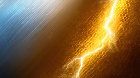 This artwork features a vibrant mix of orange and blue, showing a striking contrast of light and texture that captivates the viewers attention.の素材