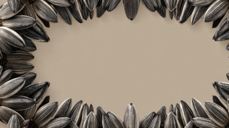 Sunflower petals elegantly surround a neutral background, creating a serene and artistic display perfect for decoration or design use.の素材