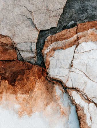 Rock formation exhibits intricate textures and a blend of colors, highlighting the beauty of natures artwork in a natural environment.の素材