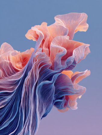 Delicate layers of swirling pastel colors create a mesmerizing abstract design, showing fluid shapes that evoke a sense of movement and grace.の素材