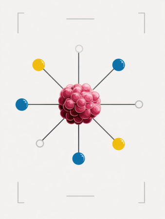Visual representation of a molecule with interconnected atoms showing their bonds, suitable for educational or scientific contexts related to chemistry.の素材