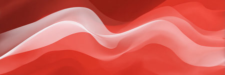 Colorful fabric moves elegantly in red and white waves, capturing light and creating a rich, dynamic composition. Perfect for art and design inspiration.の素材