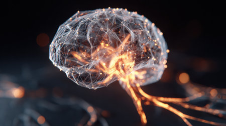 This artwork showcases a vibrant neural network against a dark background, illuminating the vast potential of technology.の素材