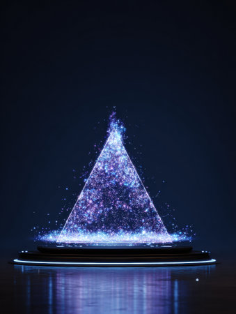 A striking pyramid of lights creates a mesmerizing visual effect with sparkles against a dark backdrop, enhancing the overall aesthetic appeal.の素材