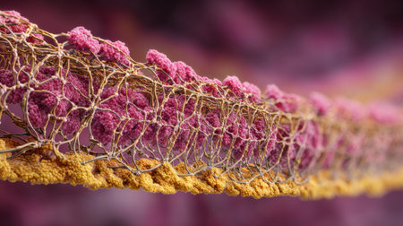 Textured organic formation displays a mix of pink and yellow elements, highlighting details in a natural setting.の素材