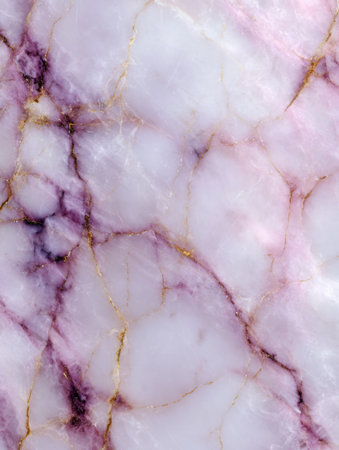 A smooth pink marble surface with swirling patterns and elegant golden veins enhances its beauty.の素材