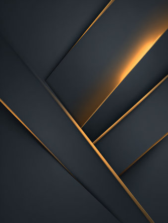 Geometric shapes in dark tones with golden highlights create an eye-catching abstract design suitable for modern decor.の素材