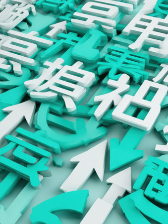 Artistic 3D letters and symbols showcase creativity and unique design in an engaging visual scene.の素材