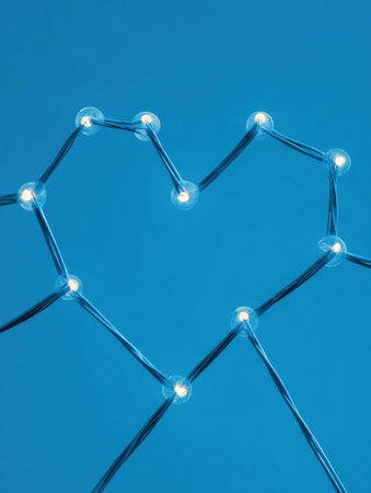 Glowing LED heart on blue. Simple graphic.の素材