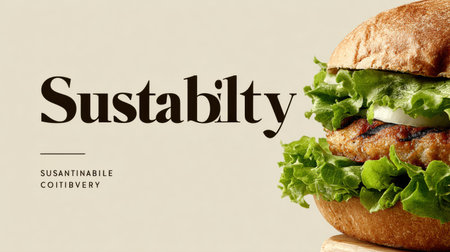 Enjoy a tasty plant-based burger featuring fresh lettuce and other greens showcasing a sustainable dining experience.の素材