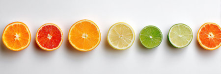 Citrus fruit slices display vibrant colors and textures, ideal for healthy dishes and a lively lifestyle.の素材