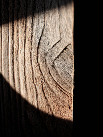 Sunlight highlights the woods grooves, showing its beauty and unique patterns in an artistic way.の素材