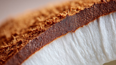 This close-up showcases the beautiful texture and colors of coconut flesh and shell.の素材