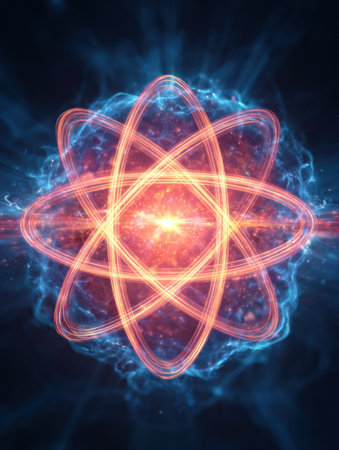 Abstract representation of an atom.の素材