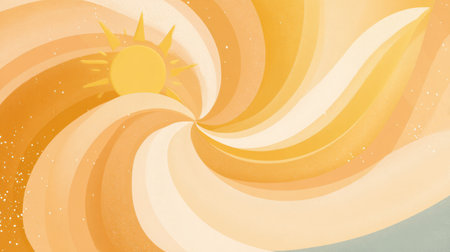 Colorful swirl design featuring a sun at the center, radiating warmth and light in a bright and cheerful styleの素材