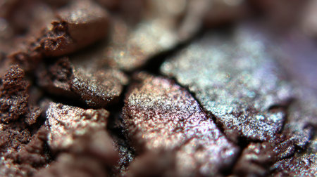 Cracked soil displays rich textures and iridescent highlights, showing natures beauty in detail.の素材