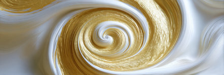 A captivating swirl of gold and white tones creates an enchanting effect, showing intricate patterns and depth.の素材