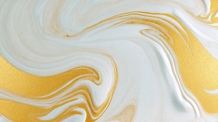 Elegant white and gold swirls form a captivating abstract design, ideal for modern decor and artistic inspiration.の素材