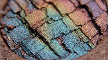 Detailed texture revealing a mix of vibrant colors and patterns, capturing the beauty of the surface in natural light.の素材