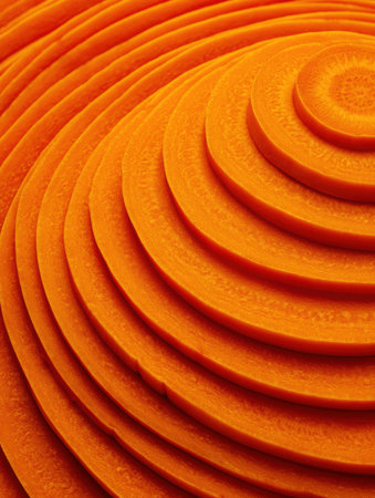 Bright orange concentric circles create a stunning display of vibrant colors and shapes, emphasizing texture and design.の素材